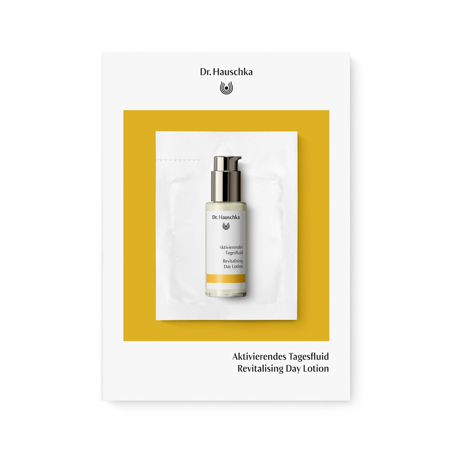 Revitalising Day Lotion from Dr. Hauschka Natural Skincare, sachet with pump bottle