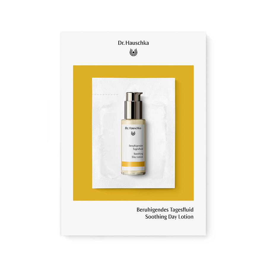 Soothing Day Lotion sachet with pump bottle from Dr. Hauschka Natural Skincare