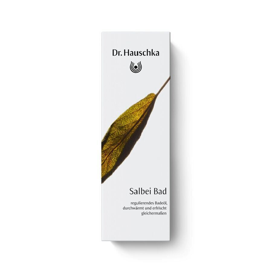Dr. Hauschka Sage Purifying Bath Essence 100 ml: Refreshes and cleanses - Limited Edition Design 2025 Blatt, Pflanze, Werbung, Papier, Kräuterig