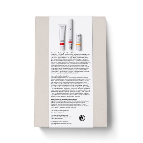 Dr. Hauschka christmas 2025 gift set gentle touch back of packaging