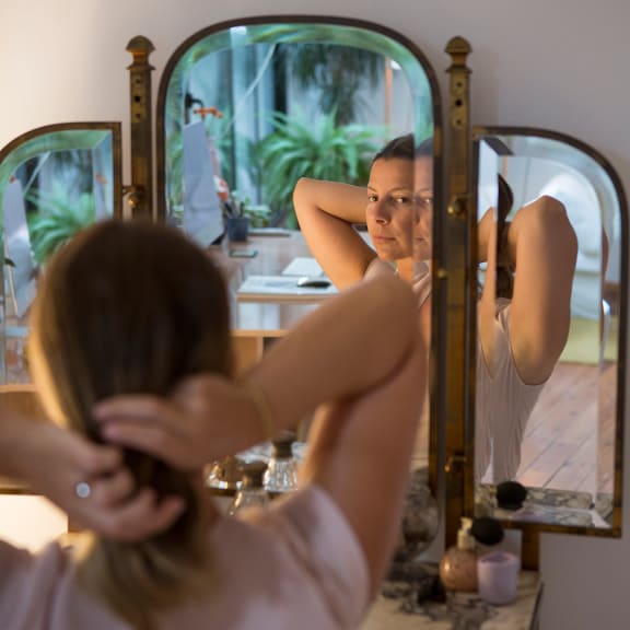 Adult, Female, Person, Woman, Mirror