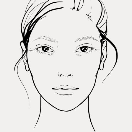 Drawing of a woman's face with mature skin