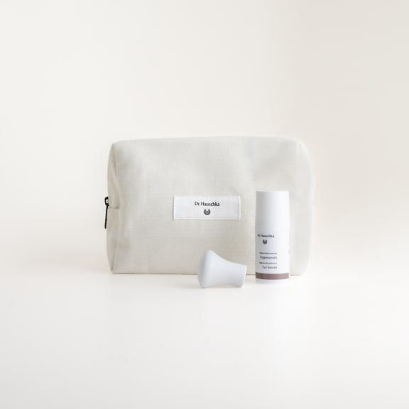 Eye Serum from Dr. Hauschka Natural Skincare in white pump