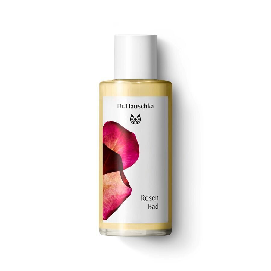 Dr. Hauschka Rose Nurturing Bath Essence - Bath essence with rose oil to soothe the soul - Limited Edition Design 2025 Blume, Blütenblatt, Pflanze, Flasche, Parfüm