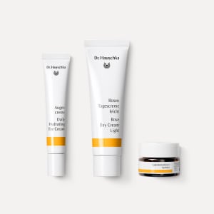 Rosen Tagescreme leicht von Dr. Hauschka Naturkosmetik, mit Augencreme und Lippenkosmetikum