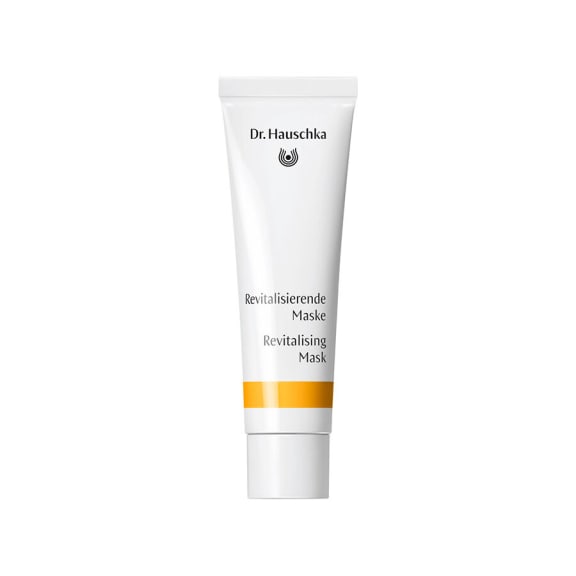 Revitalisierende Maske von Dr. Hauschka Naturkosmetik, weiße Tube mit gelbem Streifen