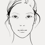 Drawing of a woman's face with mature skin