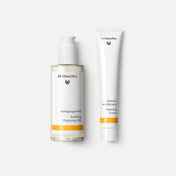 Reinigungsmilch von Dr. Hauschka Naturkosmetik mit Gesichtswaschcreme‑Tube und Vorteils‑preis