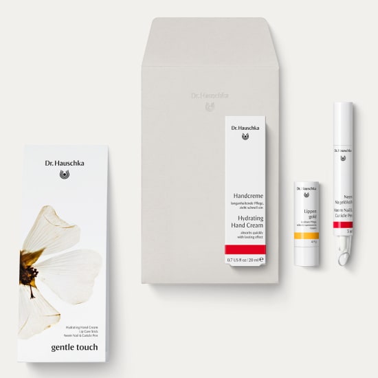 Gentle Touch gift set with hydrating hand cream, lip care and nail pen from Dr. Hauschka Natural Skincare
