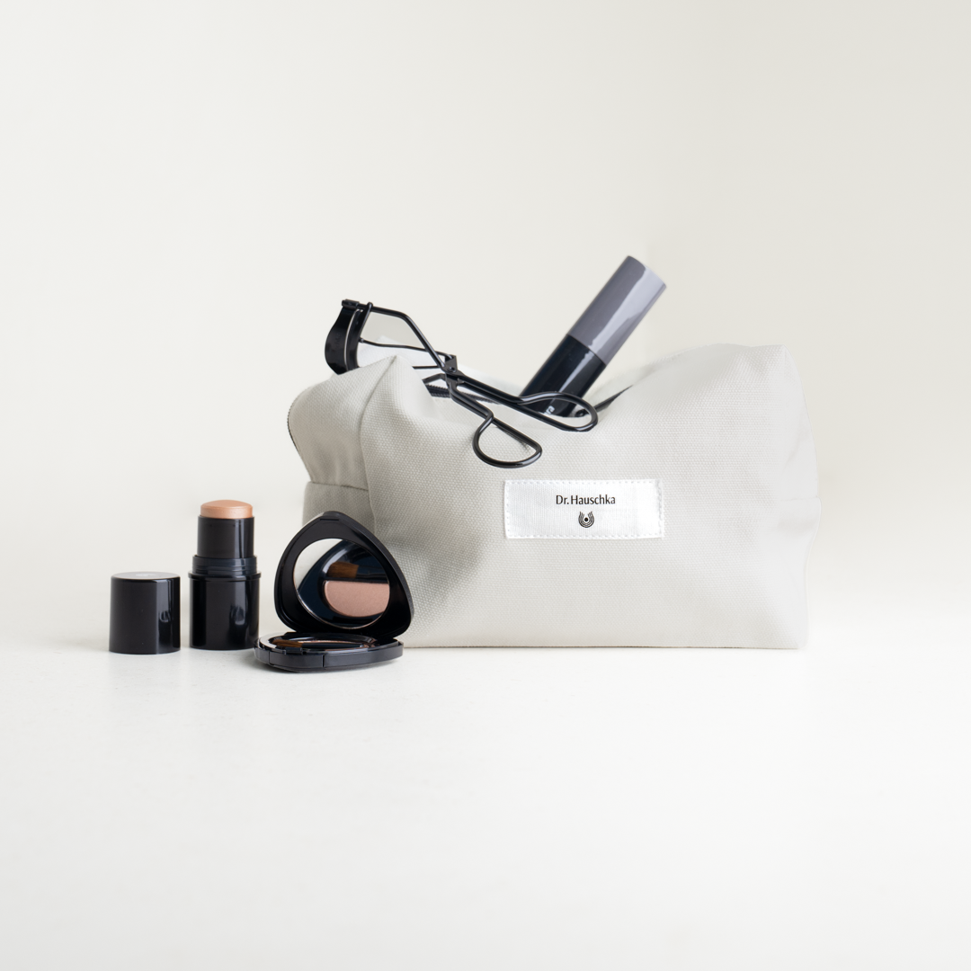 Dr. Hauschka Natural Skincare: canvas pouch with foundation stick and compact
