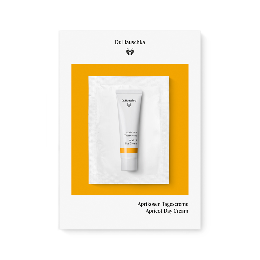 Apricot Day Cream from Dr. Hauschka Natural Skincare, sample tube on sachet