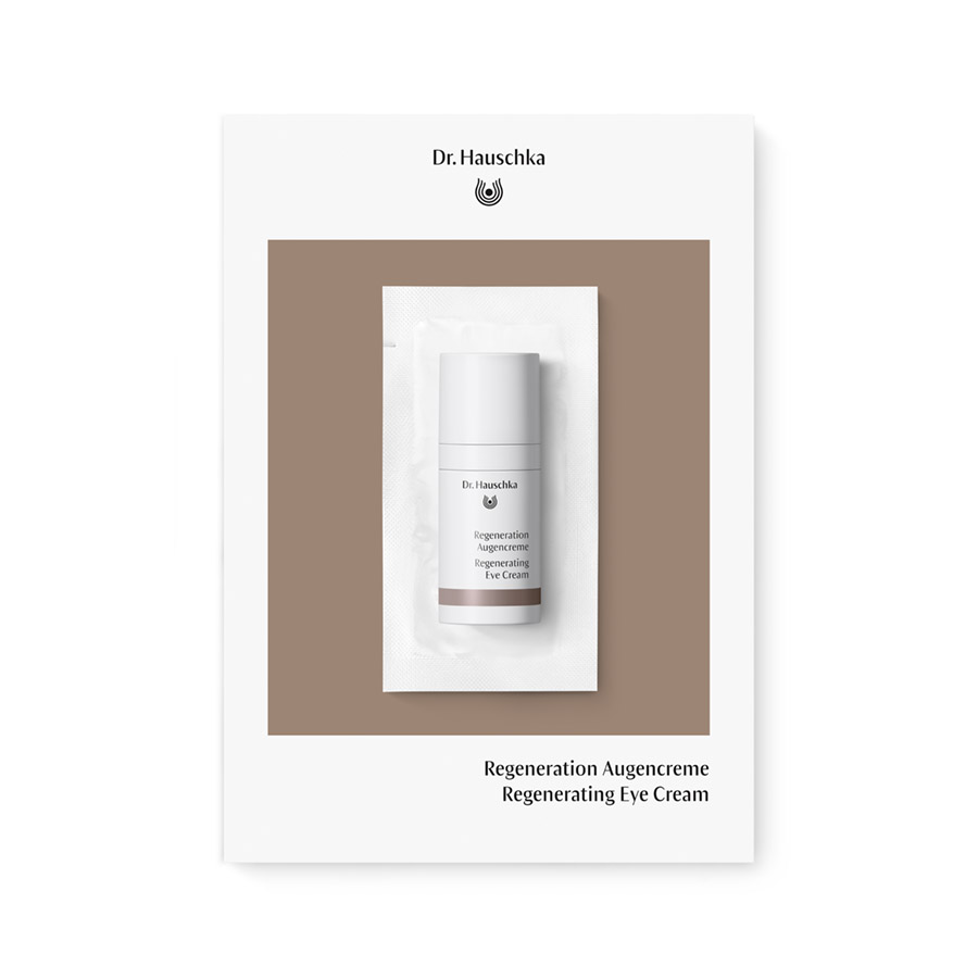 Regenerating Eye Cream sample vial on sachet from Dr. Hauschka Natural Skincare