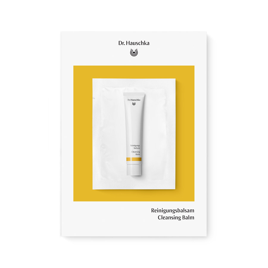 Cleansing Balm in white sachet with tube from Dr. Hauschka Natural Skincare