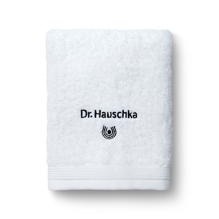 Weißes Gästetuch 30x30 cm mit Stickerei Dr. Hauschka Naturkosmetik