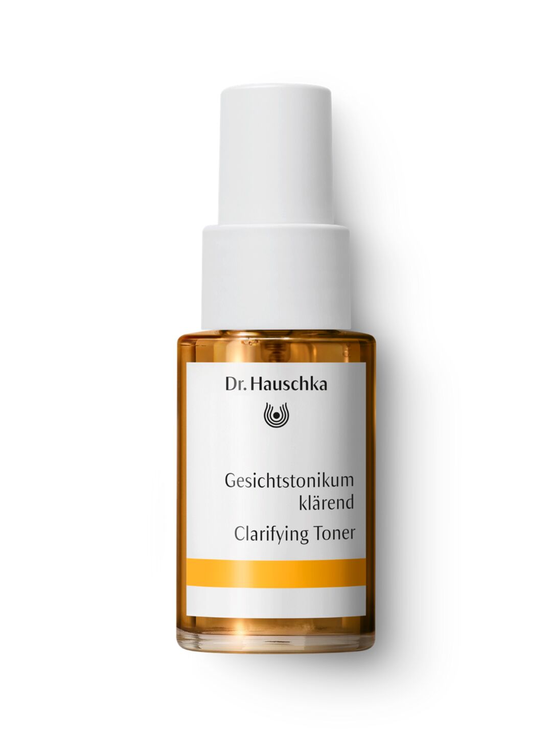 Gesichtstonikum klärend von Dr. Hauschka Naturkosmetik, braune Glasflasche mit weißer Pumpe