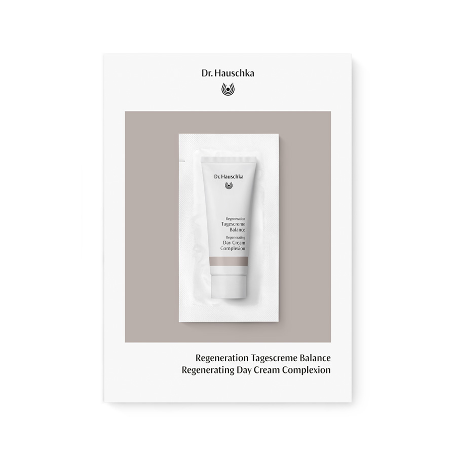 Regenerating Day Cream Complexion white sample tube from Dr. Hauschka Natural Skincare