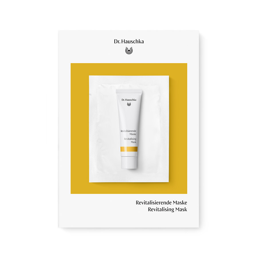 Revitalising Mask from Dr. Hauschka Natural Skincare, white tube on sachet